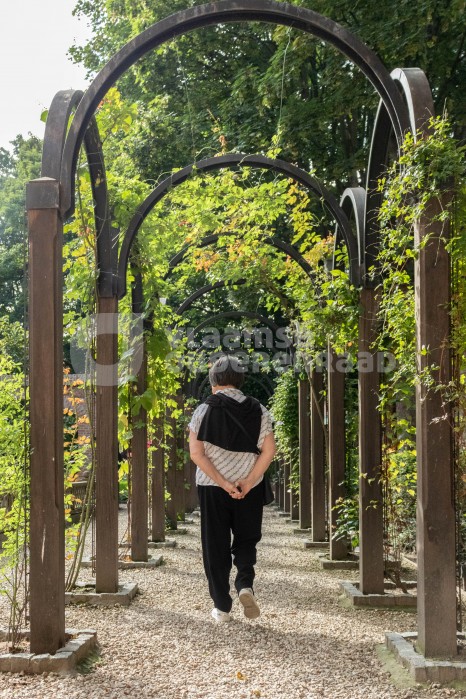 Wandelende oudere vrouw